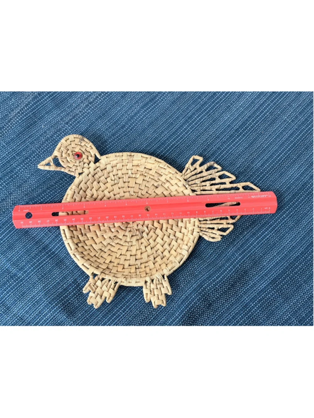 Vintage Wicker Raffia Chicken Decor hanging Wall Art